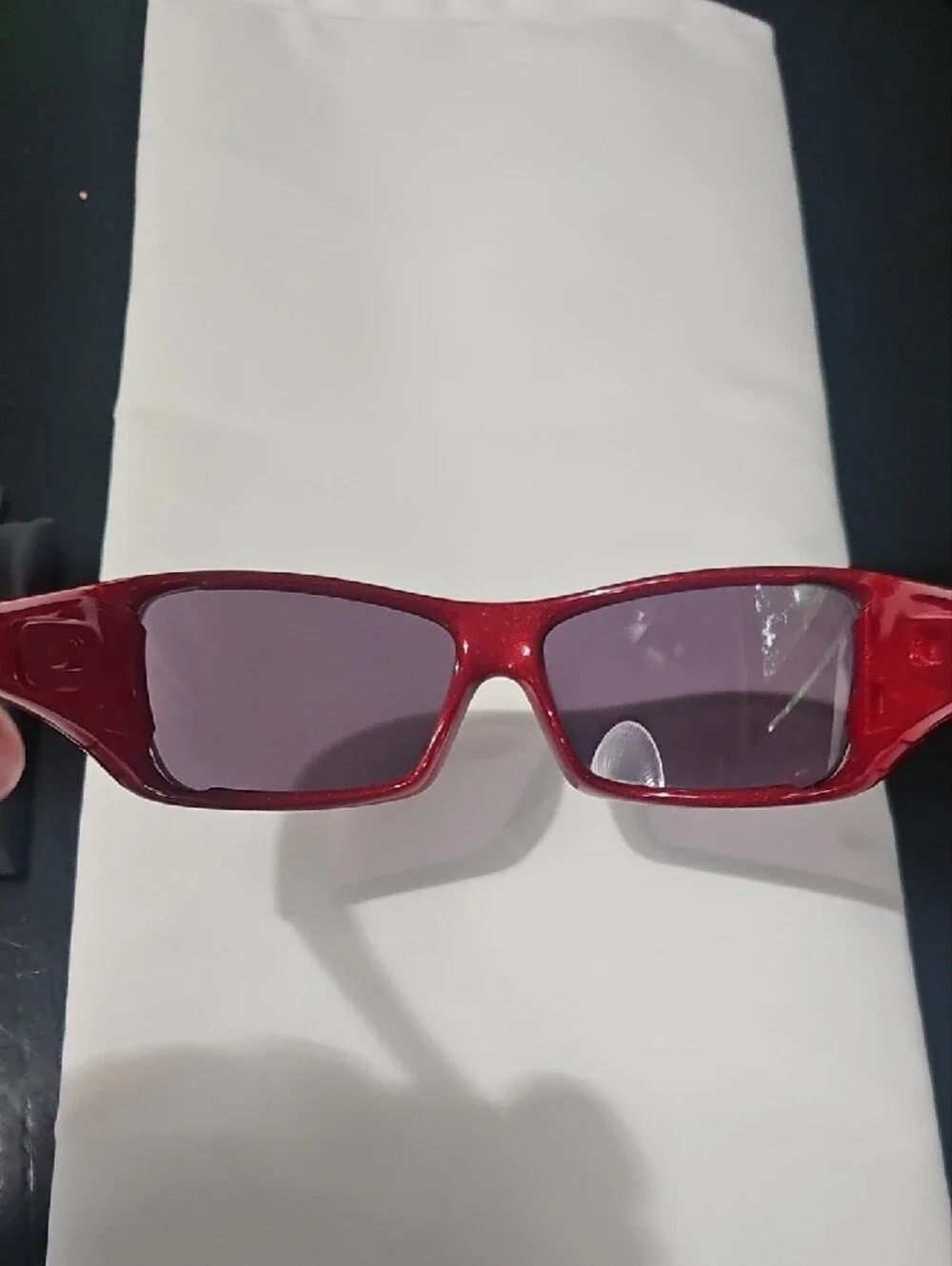 Oakley Red Frame Black Lenses Sunglasses